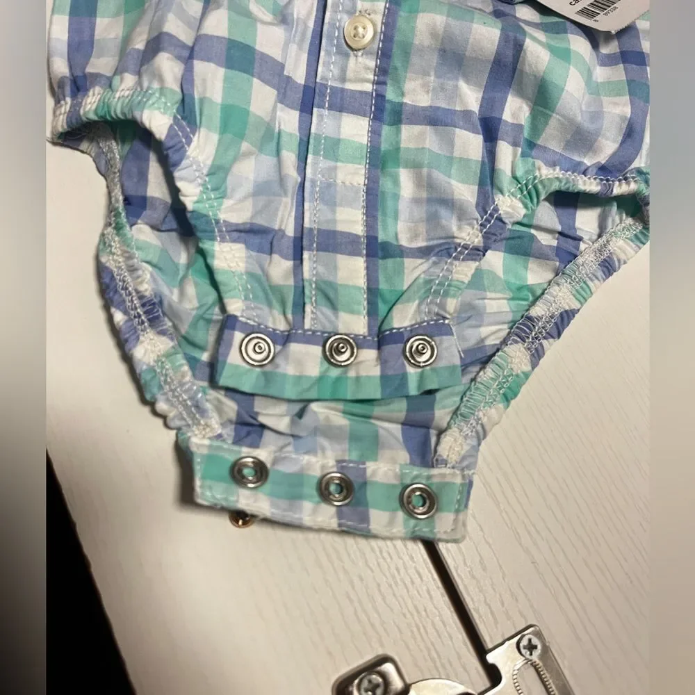 NWT Carter’s Baby Boy Plaid Bodysuit Shirt with Bow Tie Sz 6M